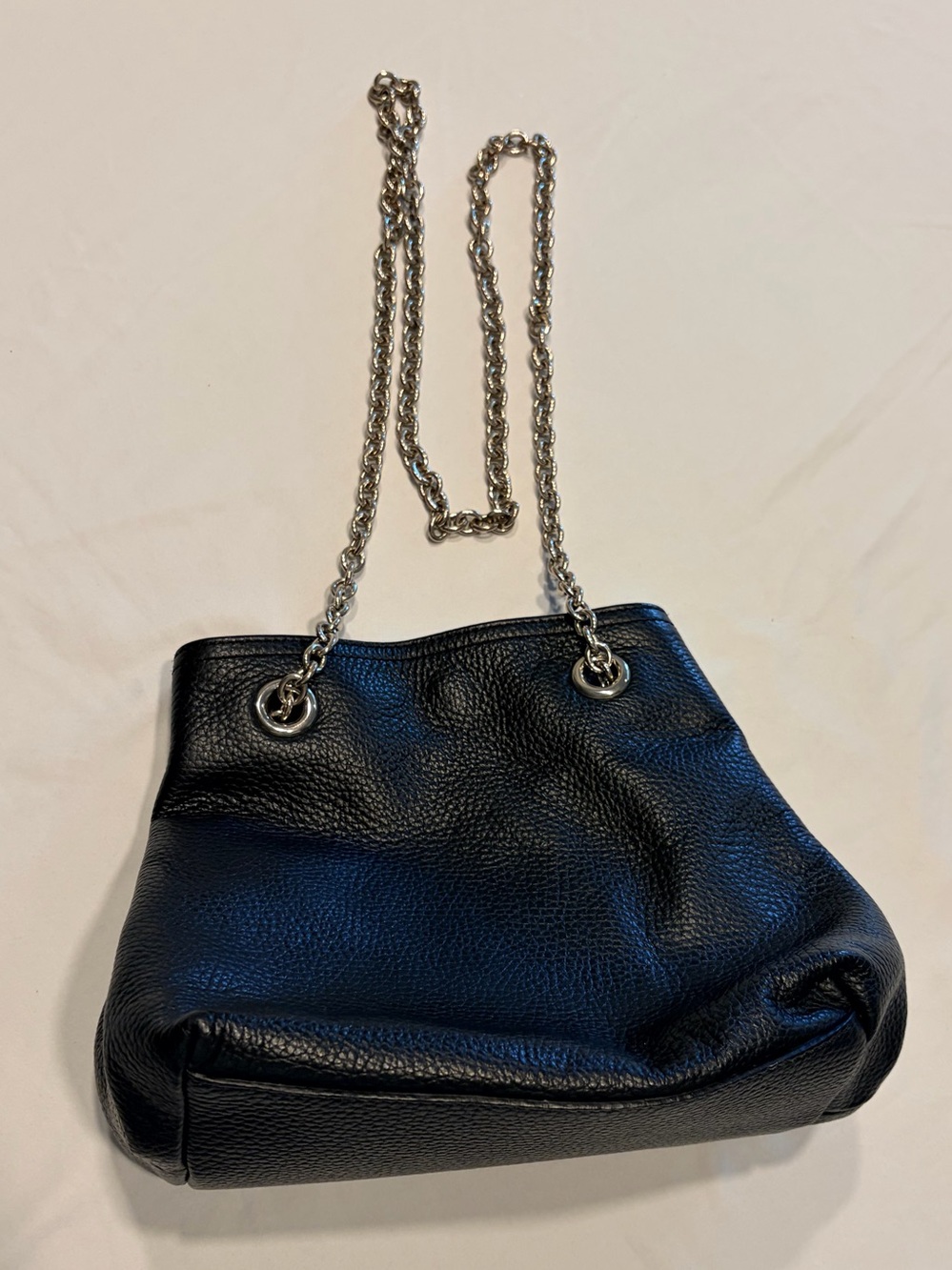 Doncaster Vintage Black Pebbled Leather Chain Shoulder Bag